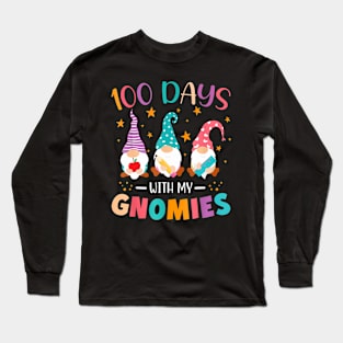 100th Day Of School Gnome Teachers Students 100 Days Smarter Long Sleeve T-Shirt